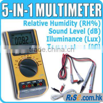 5-in-1 Digital Thermometer Lux Sound Level Meter dB %RH Hygrometer Multimeter