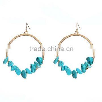 Semi-precious stone hoop earring