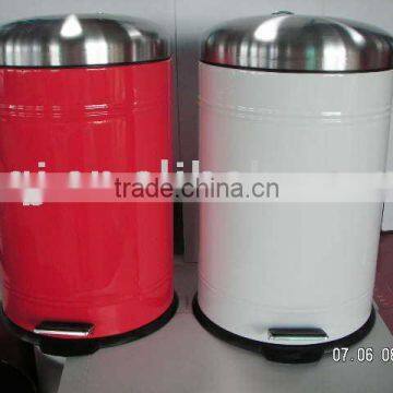 shiny blue stainless steel step dustbin