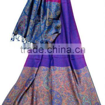 Silk Viscose Jacquard Shawl in reversible color sides