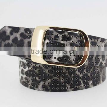 2015 Designer Fashion Women's Leopard Pointed Plain Pierced Belt With Fuax Leather Factory China photo-2