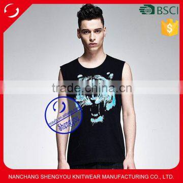 Custom Made 100% Polyester Mens Printed Stringer Tank Top