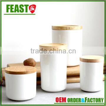 New design ceramic container food storage jar with bamboo lids                        
                                                Quality Choice