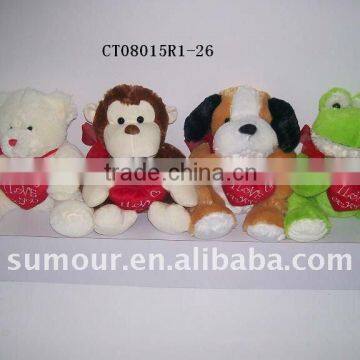 Valentine's bear, monkey, dog and frog