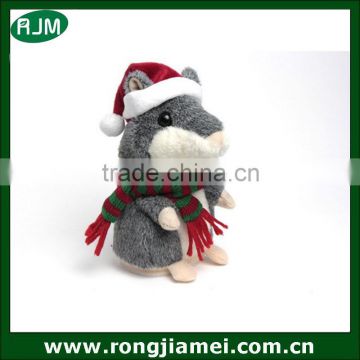 Christmas talking hamster russian version talking hamster with red hat and scarf lovely hamster plush toy