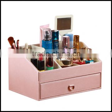 Multi function leather cosmetic bo with mirror Perfume Ring Bo dresser cosmetic storage bo finishing