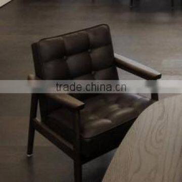 Solid wood & leather armchair (D-67)