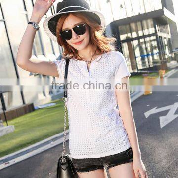 Wholesale custom women white cotton blank t shirt accept OEM