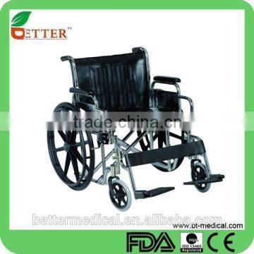 Extra width and heavy duty chrome steel wheelchair