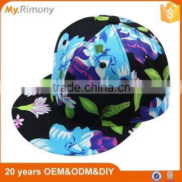 Fashion style plain flower printing snapback hats