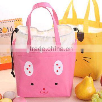 Cute design lunch bag for students,drawsting cooler bag