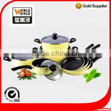 7pcs purple alumium cookware sets with black non-stick coating