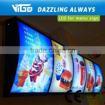 AC220V easy insstall restaurant led for menu light box with high lighting