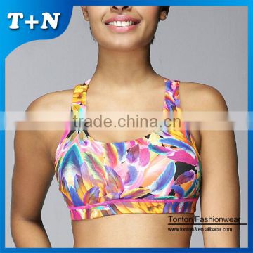 Custom top quality fashion style tall girls sublimation sports bra