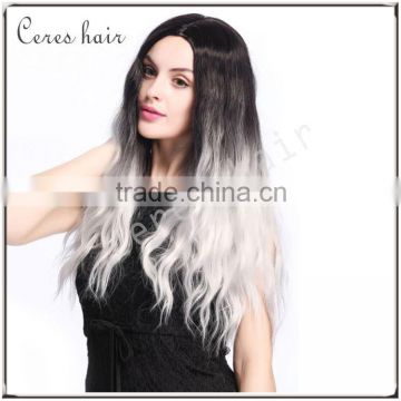 Fashion Gradual Colors Heat Resistant Costumes Wig Ombre Gray Synthetic Wig for Party Long Curly Style                        
                                                Quality Choice