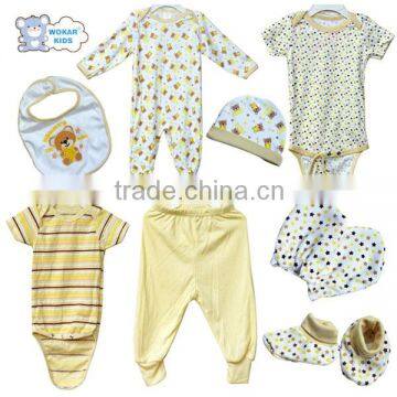 Cheap wholsale cotton fabric type baby clothes bodysuit set