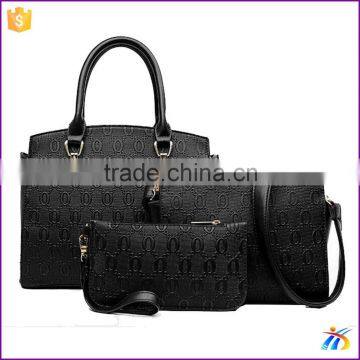 wholesale handbags new style black embossed set handbags for ladies