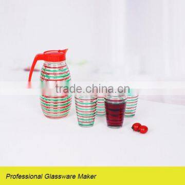 5pcs glass drinkware set with hand painted tableware