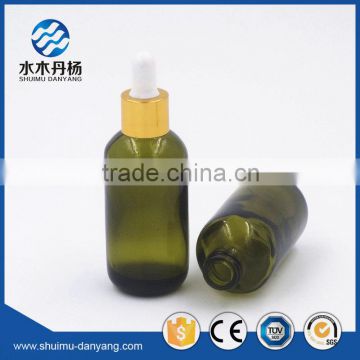 High quality 50ml dark green glass e-liquid bottle with pipette