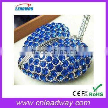 Promotional gift diamond jewelry heart USB memory key free preload files