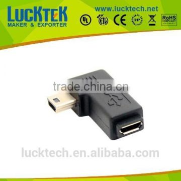 left angled Mini USB male to Micro USB female connector