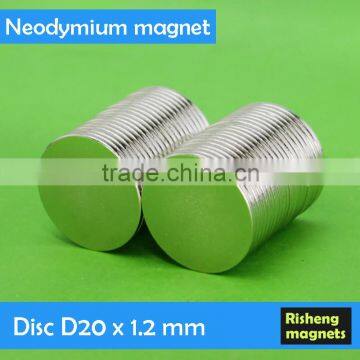 Sintered NdFeB Magnetic Disc D20x1.2mm Neodym Magnet