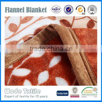 100%polyester Leaf Print Super Soft Flannel Fleece Blanket photo-3