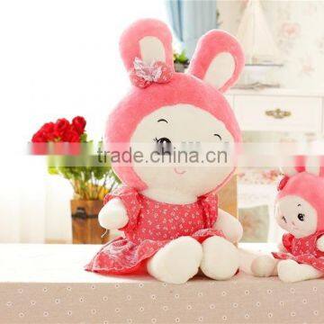Lovely Cartoon Animal Style Baby's Birthday or Festival Gift Red Smiling Face Rabbit With Long Ears Plush Toy Doll photo-5