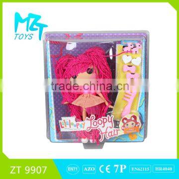 2015 New !Eco-friendly PVC Button Wool Girl With Music +accessories Barbie Doll (2 Model Mixed)