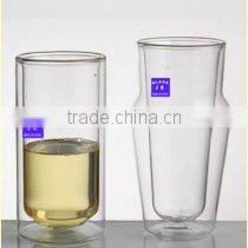 Wholesale double wall drinking glass best cola/ beer glass