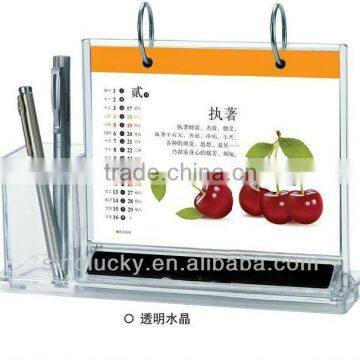 Custom Acrylic Standard Desk Calendar Table Stand With Pen Holder