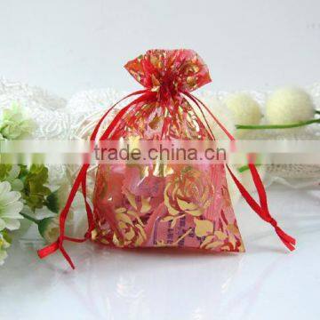 Wedding congratulation organaza bags,small drawstring organza gift bags