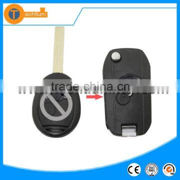 ABS 2 button Folding flip car key with logo and blade replacement for BMW Mini