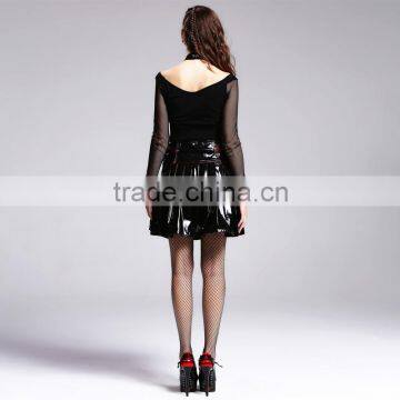 Devil Fashion 2015 PUNK Gothic Leather Skirts in Red Made in China SKT01502 photo-6