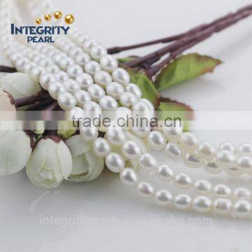 7mm rice oval shape nice quality natural aaa freshwater pearl string