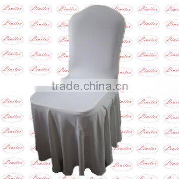 Polyester lycra spandex stretch white with swag umbrella style chair cover for hotel banquet chair wedding chair