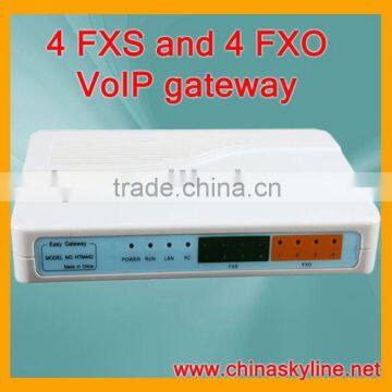 4 FXS and 4 FXO VoIP gateway with H.323 and SIP,support calling back system