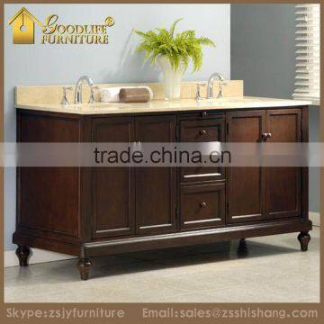 New Modern Wholesale Wooden Bathroom Vanity Double Sink with Marble Top