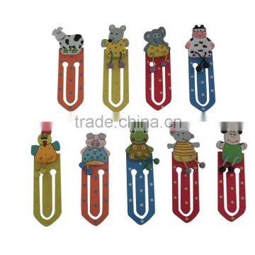 Wooden animal model bookmarker / mini wooden crafts stationery promotion gifts/ colorful bookmarking for kids