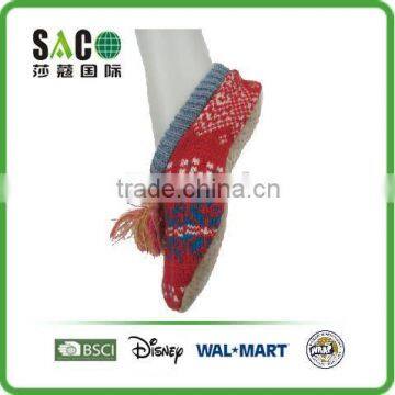 Pink Acrylic Floor Socks With Grey Cuff With Colourful Tassels With Anti photo-2