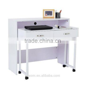 HomCom White Rolling Computer Desk with Wheels