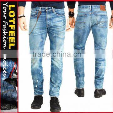 Biker Jeans Blue Denim jeans pantalon (LOTK091)