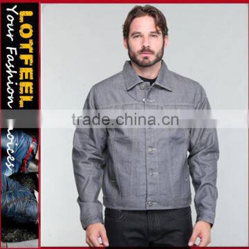 high quality Grey man denim jeans jacket plain denim jacket (LOTJ307)