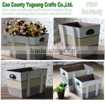 painting wooden crate ,wooden flower pot case,decorative family flower pot
