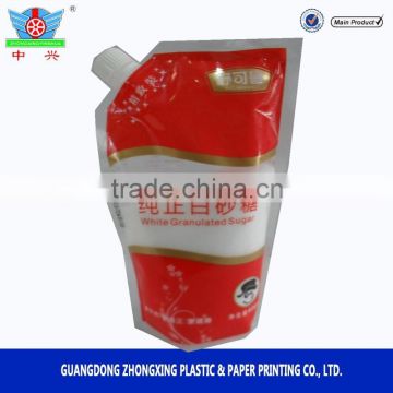 White sugar packaging bag spout pouch for sugar granulated sugar bag