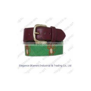 Monkey green needlepoint belt leather embroidery belt