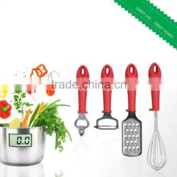 Fashion Eco-friendly Stainless steel with pp handle Kitchen Accessoriess Holder/Bottle Opener/egg Whisk 4PCS Dinnerware Set