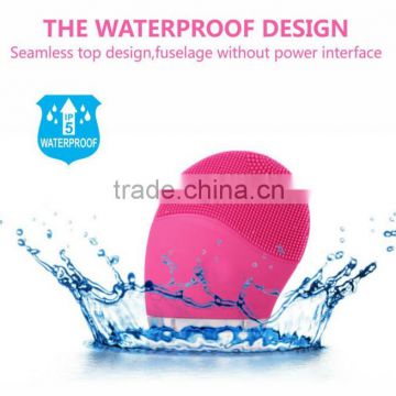 Cute design waterproof ultrasonic facial cleanser brush silicone facial brush for pore cleansing