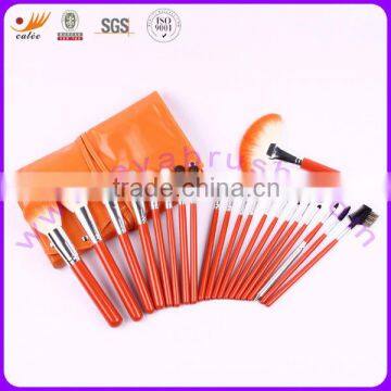 Excellent quality and reasonable price of 21pcs professional cosmetic brush set with orange pouch