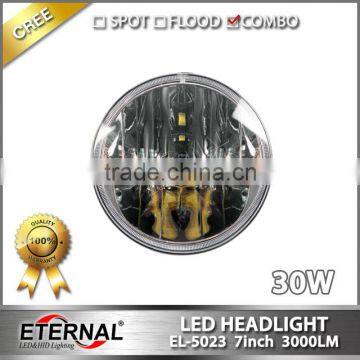 7in round off-road truck SUV cars 4x4 vehicles high power 30W dual sealed beam LED Headlight